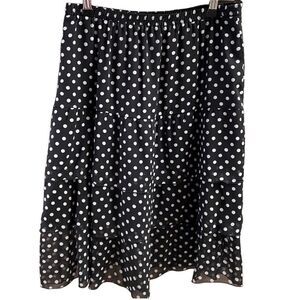 Notations Womens Polka Dot Tiered Layer Ruffle Skirt Petite Medium Black White